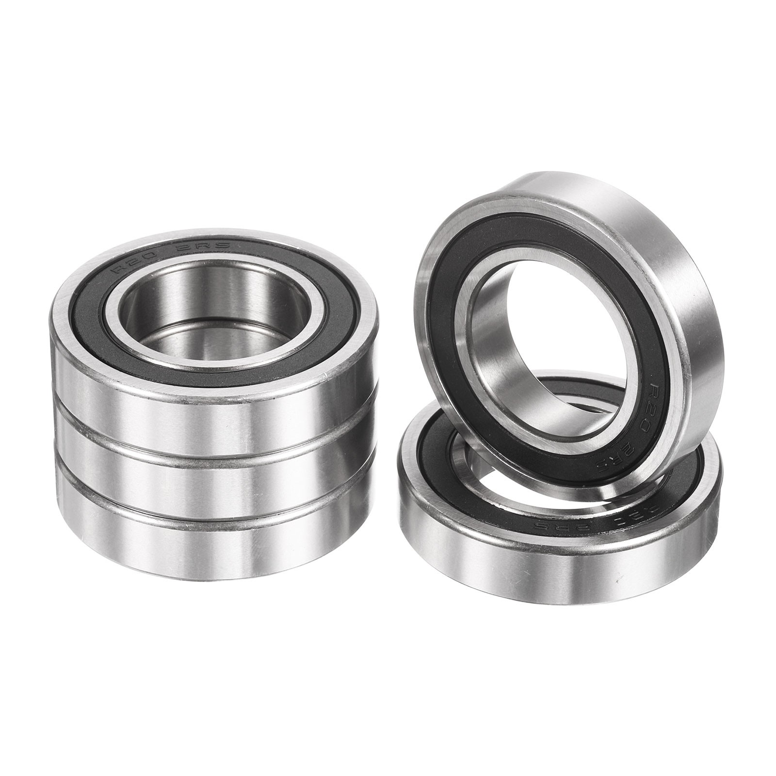 5pcs R20-2RS 1-1/4″ ID x 2-1/4″” OD x 1/2″ Height Z2 Ball Bearings, Silver Tone