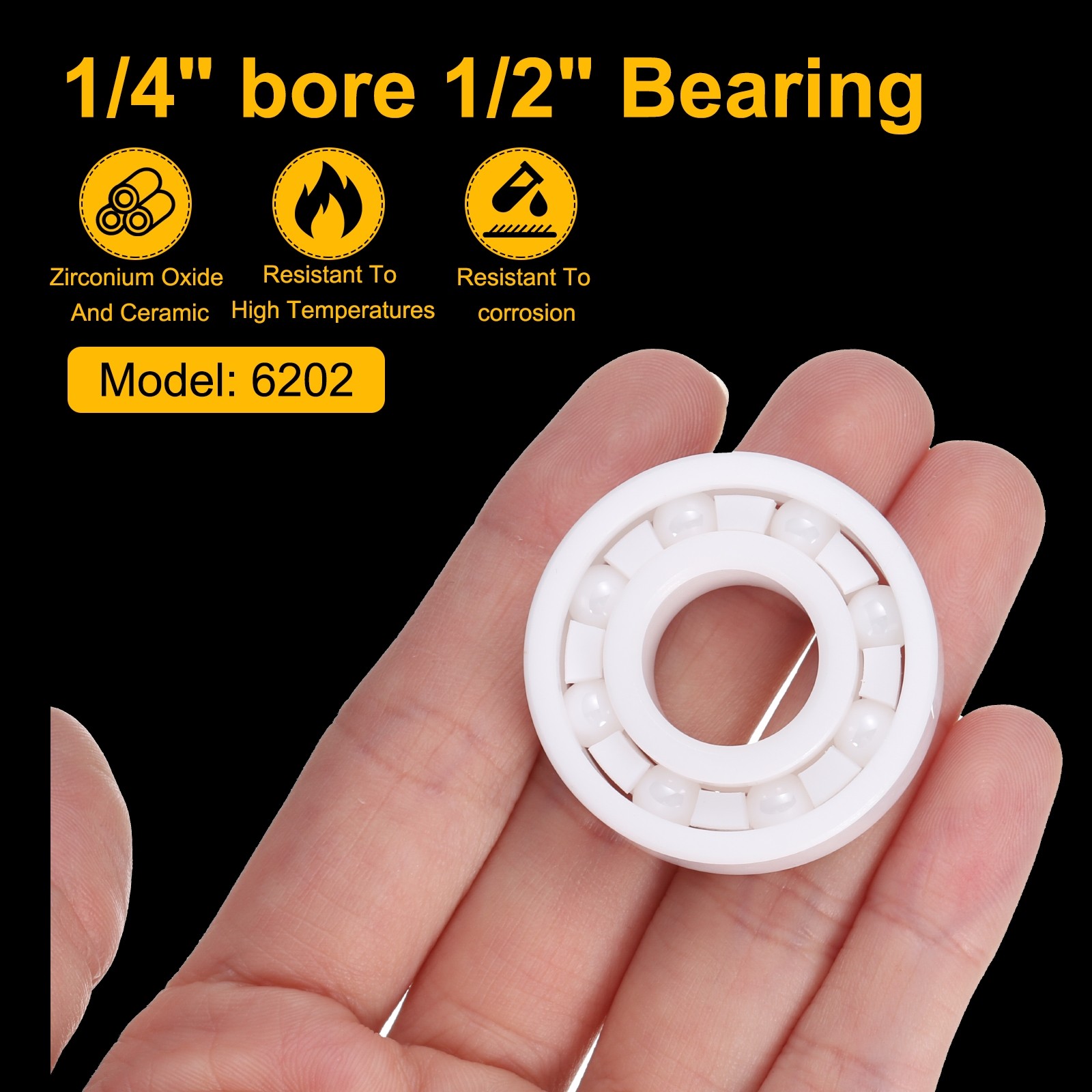 6202 Full Ceramic Bearing 15 x 35 x 11mm Deep Groove Miniature Bearing Zirconia