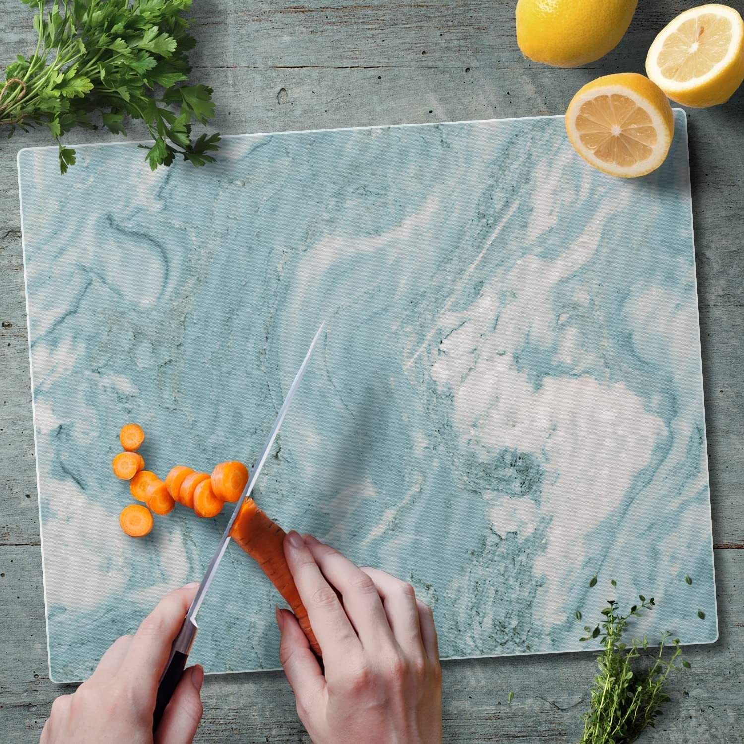 CounterArt Teal Quartz Design 3mm Tempered Glass Cutting Board 15” x 12″ |
