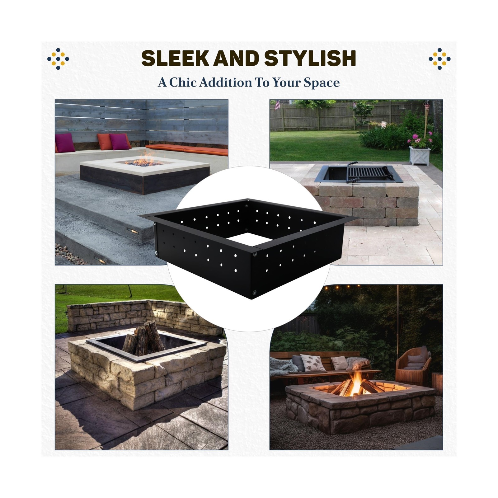 Square Smokeless Fire Pit Insert 29 Inch Carbon Steel Outdoor