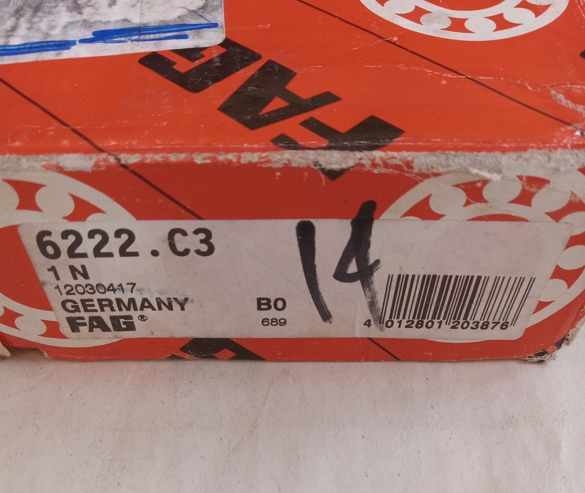 FAG 6222.C3 – FAG Germany Deep Groove Bearing – 110x200x38mm OPEN, NO SEALS