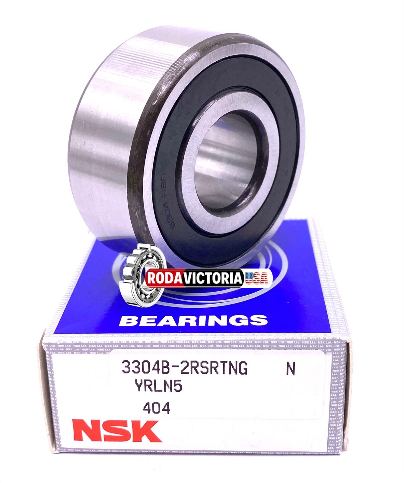 NSK GERMANY 3304B 2RSRTNG Angular Contact Ball Bearing, Rubber Sealed 20x52x22.2