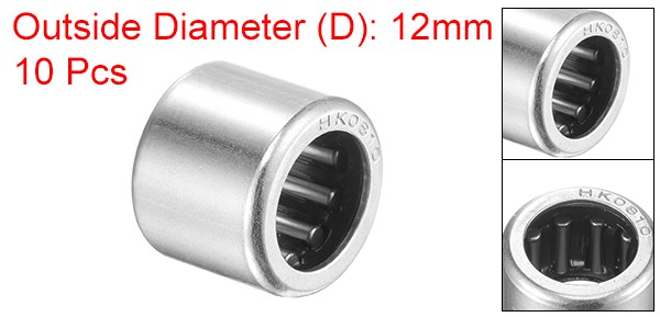 HK0810 Needle Roller Bearings 8mm x 12mm x 10mm Chrome Steel Open End 10pcs