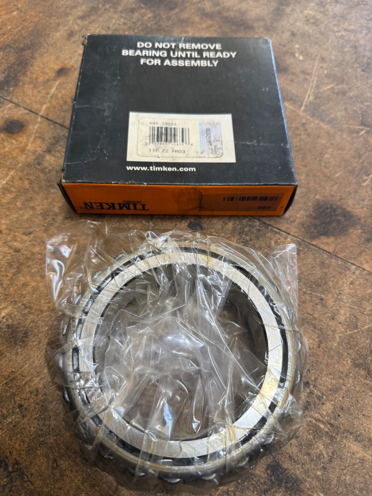 Timken 496 Tapered Roller Bearing Cone 496-20024 (NEW)
