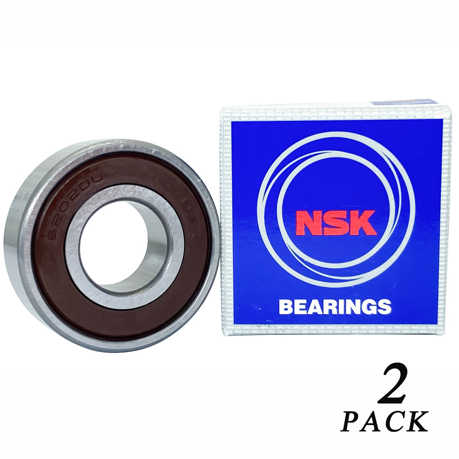 2PACK NSK 6202DDU 15X35X11MM Double Rubber Seal Bearings 6202-2RS 6202RS