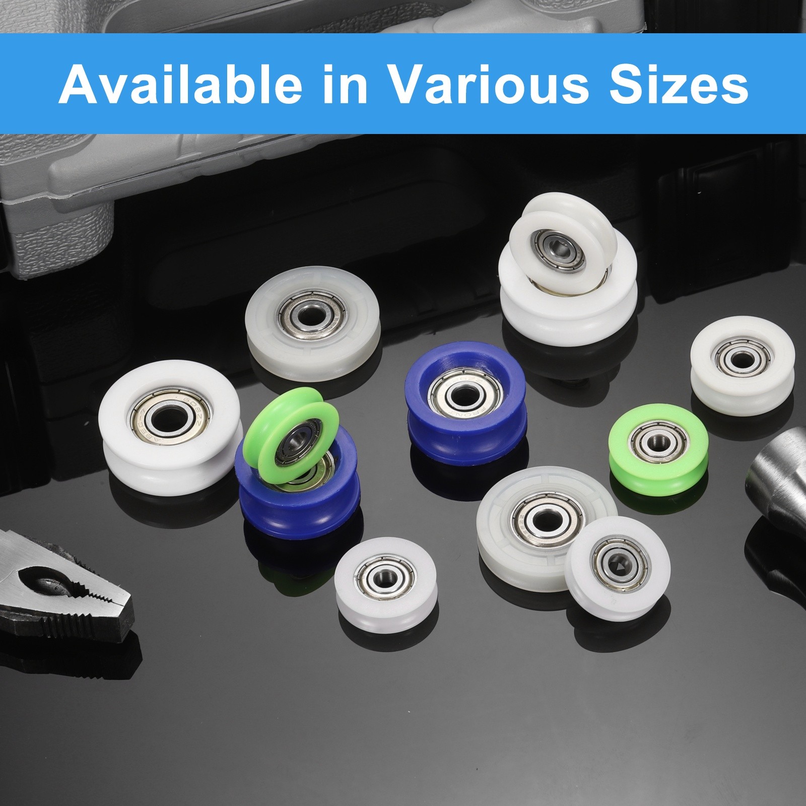 5 Pcs White Groove Nylon Plastic Guide Bearing 5x26x9mm Pulley Roller