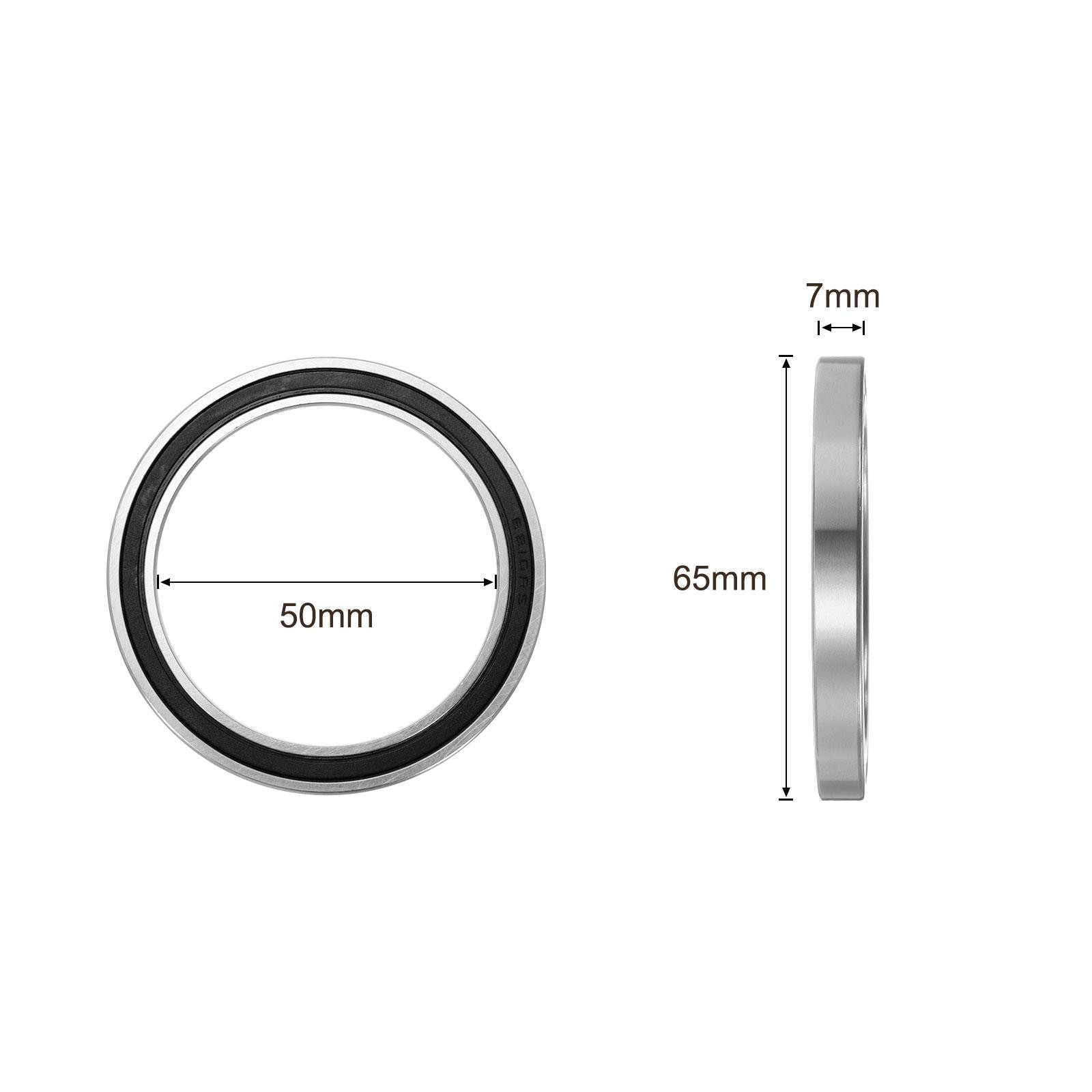 2pcs Deep Groove Ball Bearings 50x65x7mm Chrome Steel Balls Double Sealed ABEC1