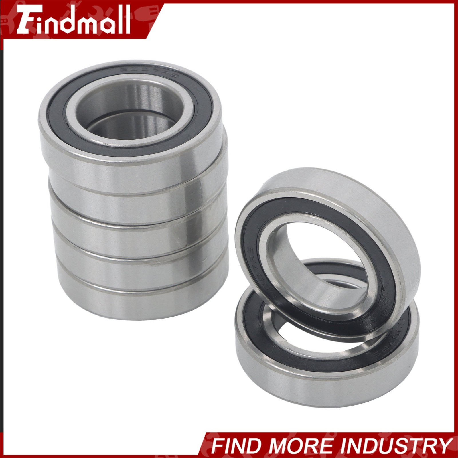 Findmall 6007-2RS Deep Groove Bearings 10pcs 35x62x14mm Rubber Sealed Set
