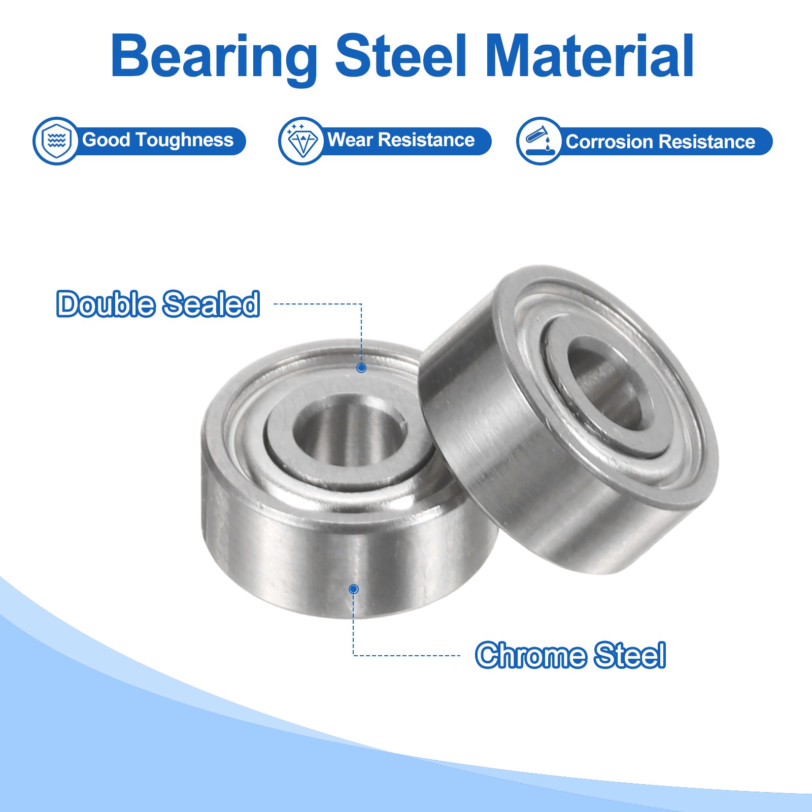 8pcs R2ZZ 1/8″ ID x 3/8″ OD x 5/32″ Height Z2 Ball Bearings, Silver Tone