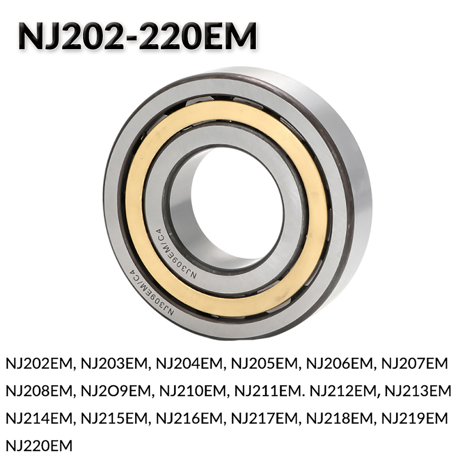 N/NU/NJ Radial Rolling Cylindrical Roller Bearing 15-100mm Bore Brass/Steel Cage