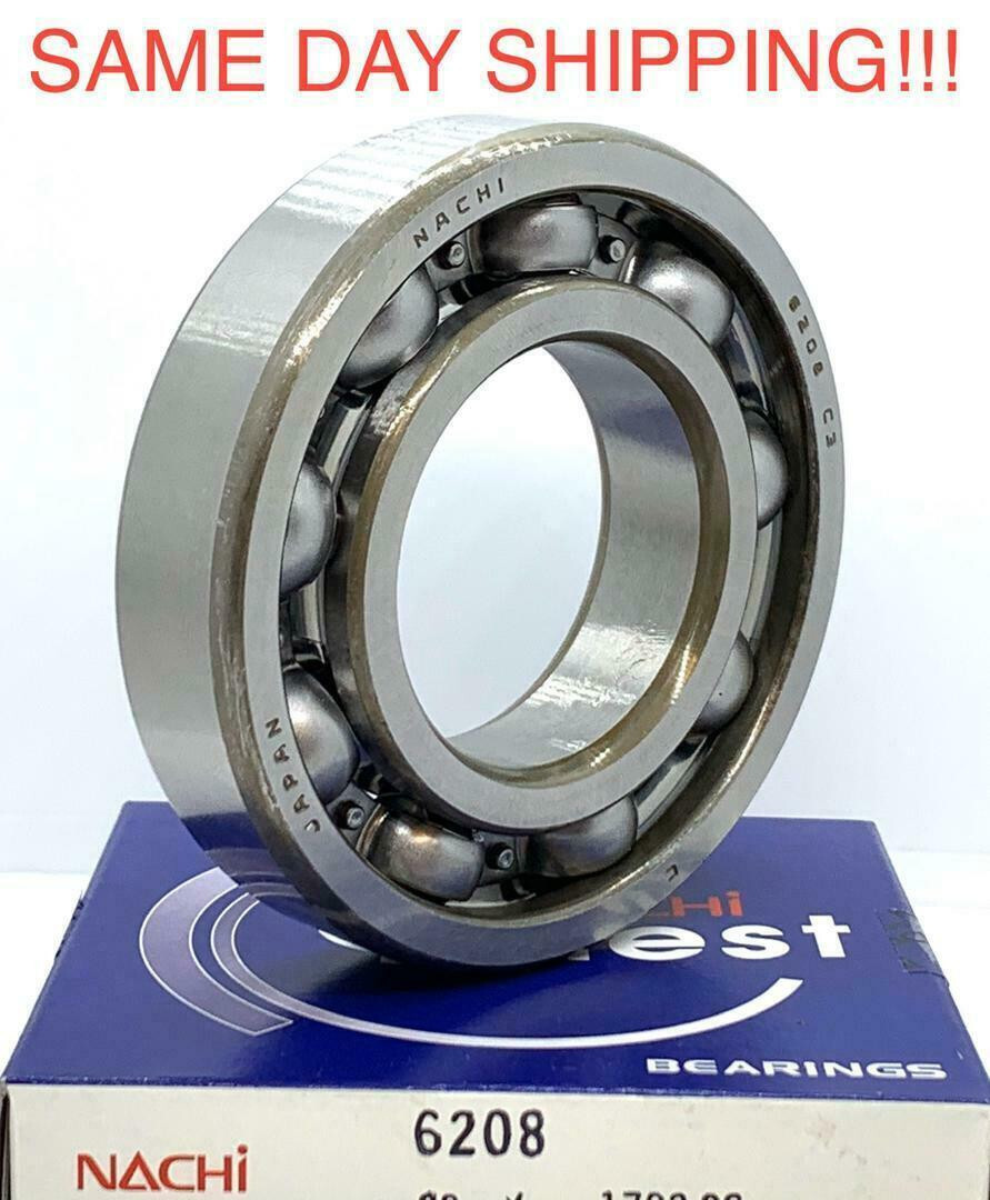 NACHI JAPAN 6208 C3 DEEP GROOVE BALL BEARING, OPEN, NO SEALS 40x80x18mm NACHI