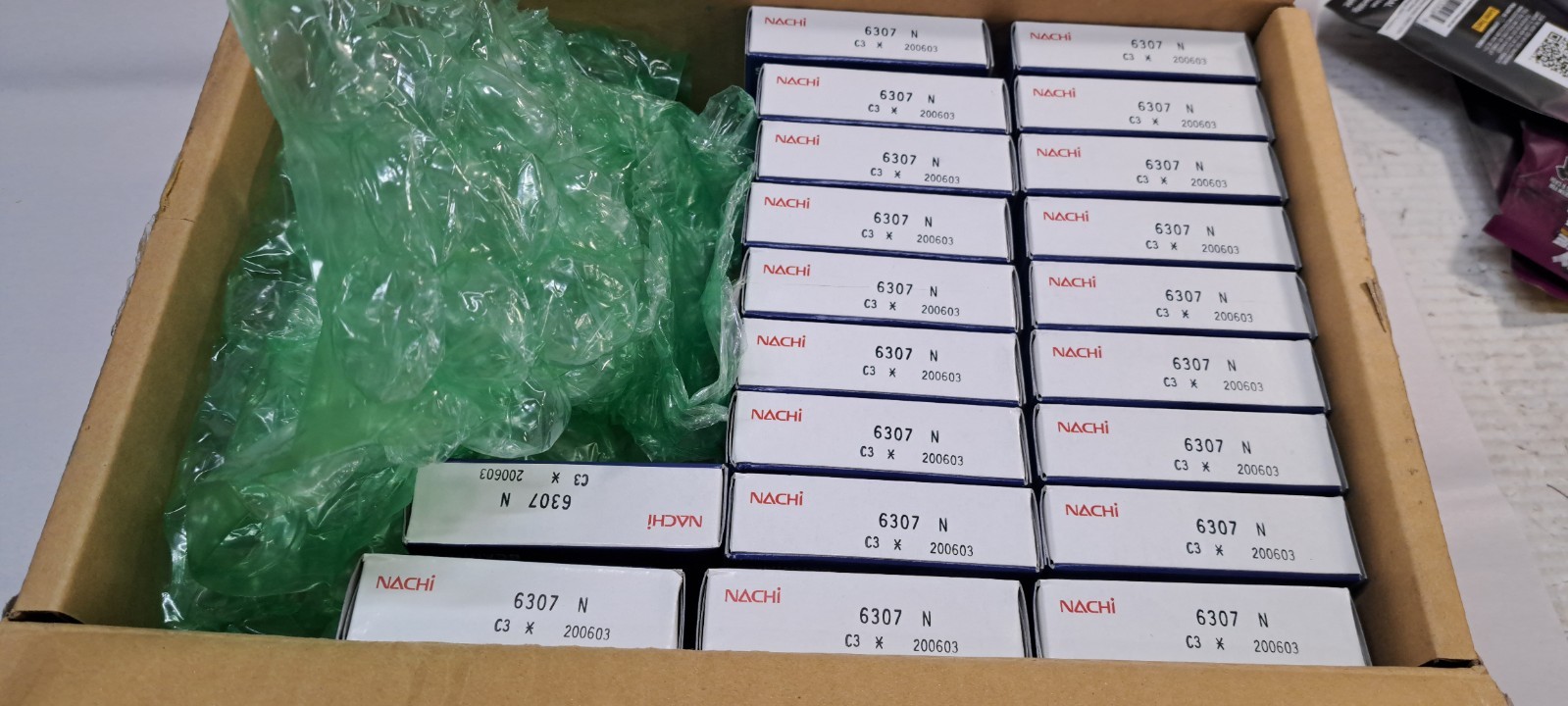 20X Nachi 6307N C3 Deep Groove Ball Bearing, Open Type, No Seals 80x35x21mm