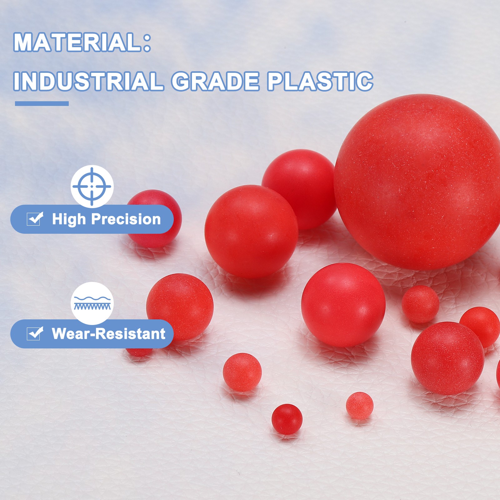 100pcs PP Plastic Bearing Balls 5mm Solid Plastic Balls G2 Precision, Red