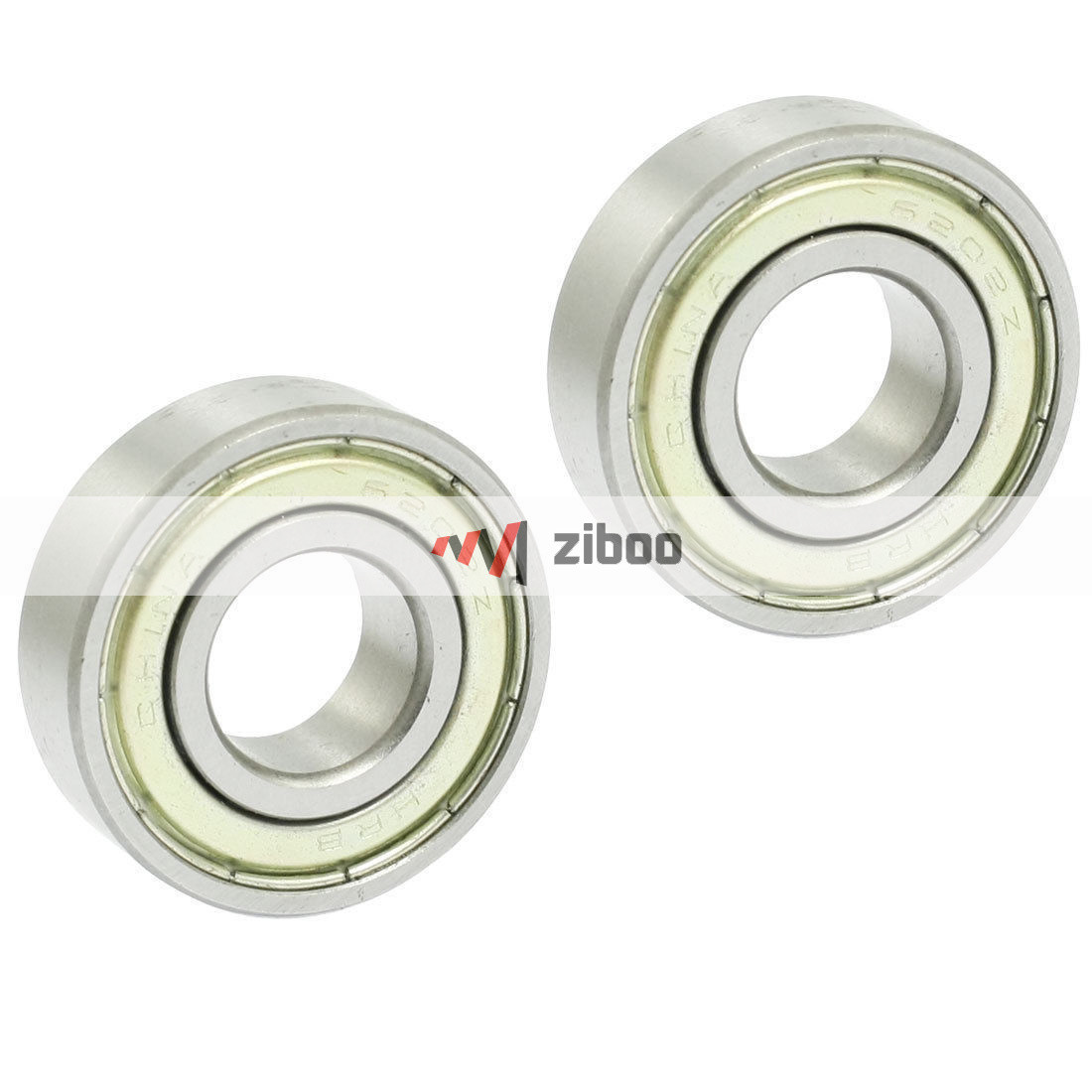 2 Pcs 6202Z Shielded 35mm x 15mm x 11mm Deep Groove Ball Bearing Silver Tone