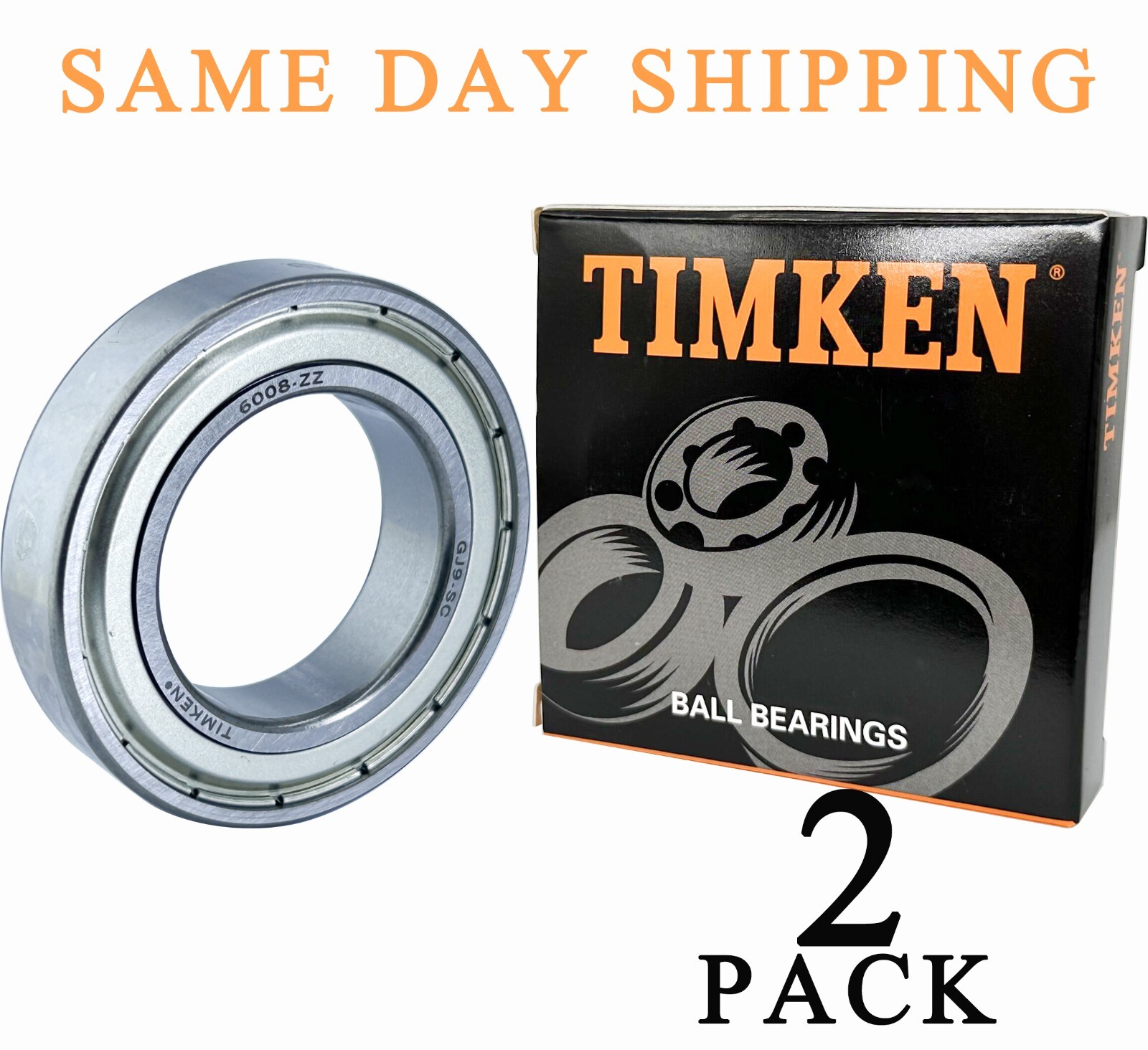 2PACK TIMKEN 6008ZZ 40X68X15MM Double Metal Seal Ball Bearings 6008-ZZ 6008-2Z