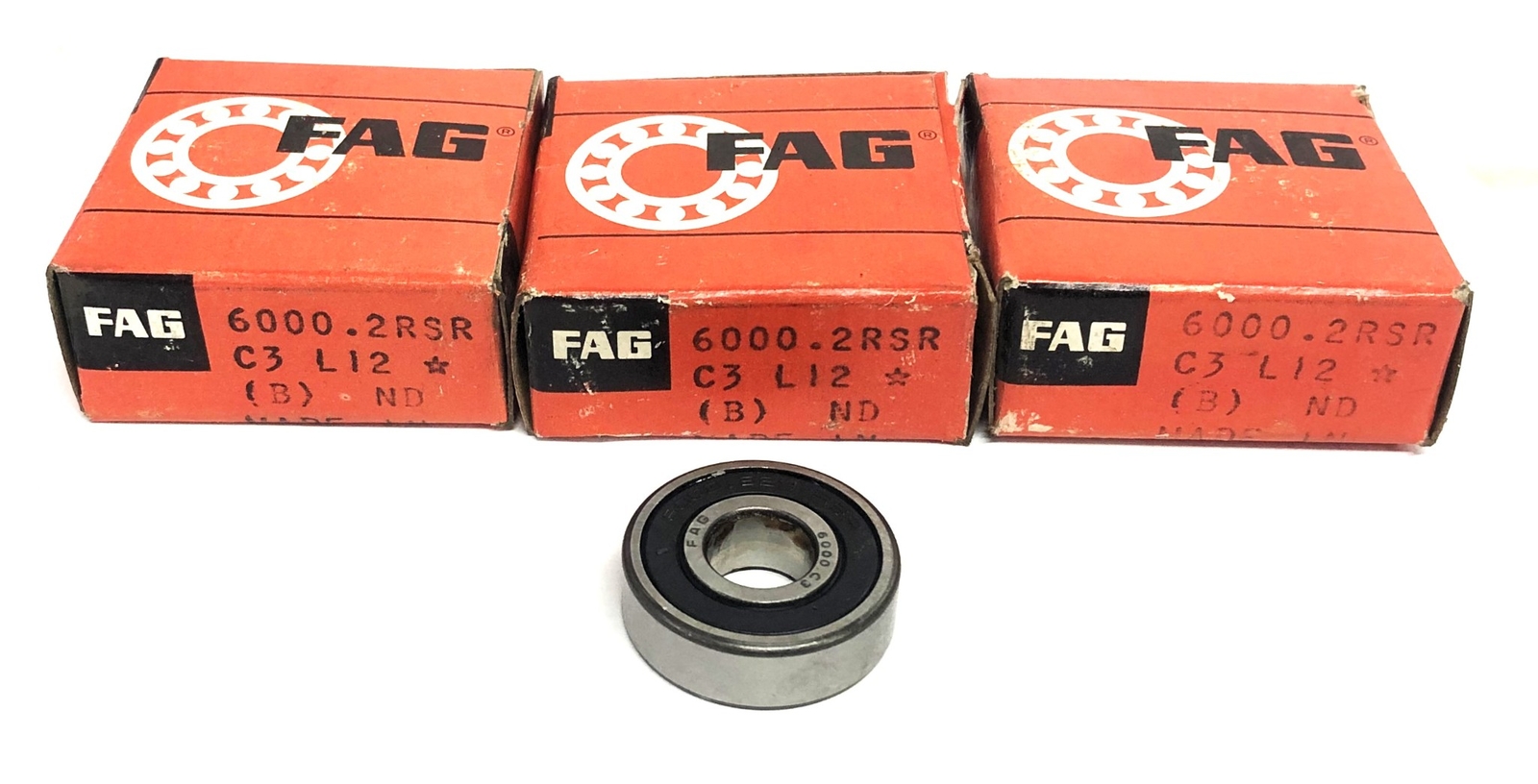 FAG C3 L12 Single Row Ball Bearing 6000-2RSR [Lot of 3] NOS