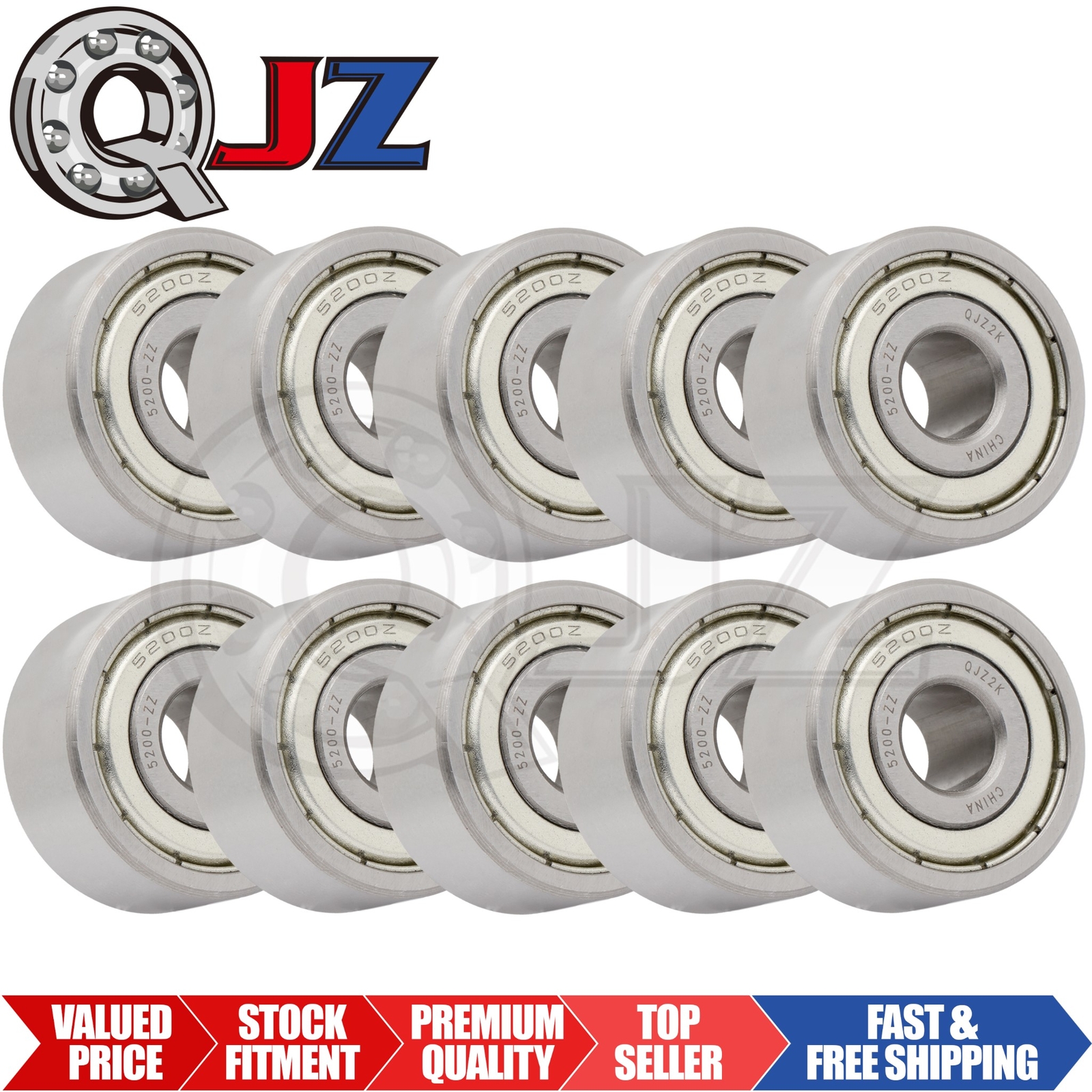 [Qty.10] 5200-ZZ Angular Contact Double Row Bearing [10mm Bore x 30mm x 14.3mm]