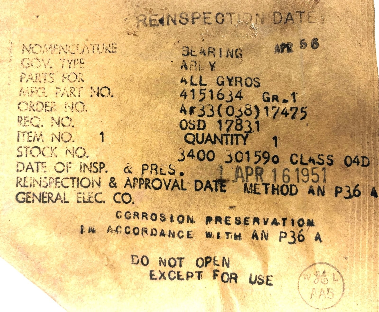 Unbranded Closed Thrust Ball Bearing 4151634GR-1 NOS