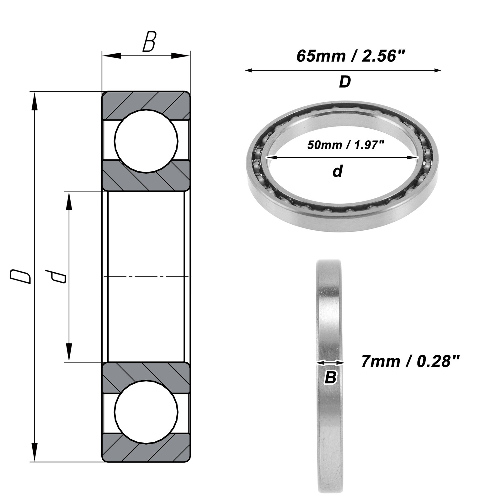 6810 Deep Groove Ball Bearings 50x65x7mm 1Pc Scooter Skateboard Wheel