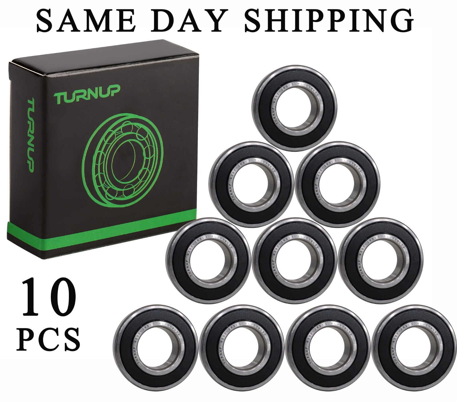 (10PCS) TURNUP 6205-2RSC3 C3 Clearance 25X52X15MM Double Rubber Seal Bearings