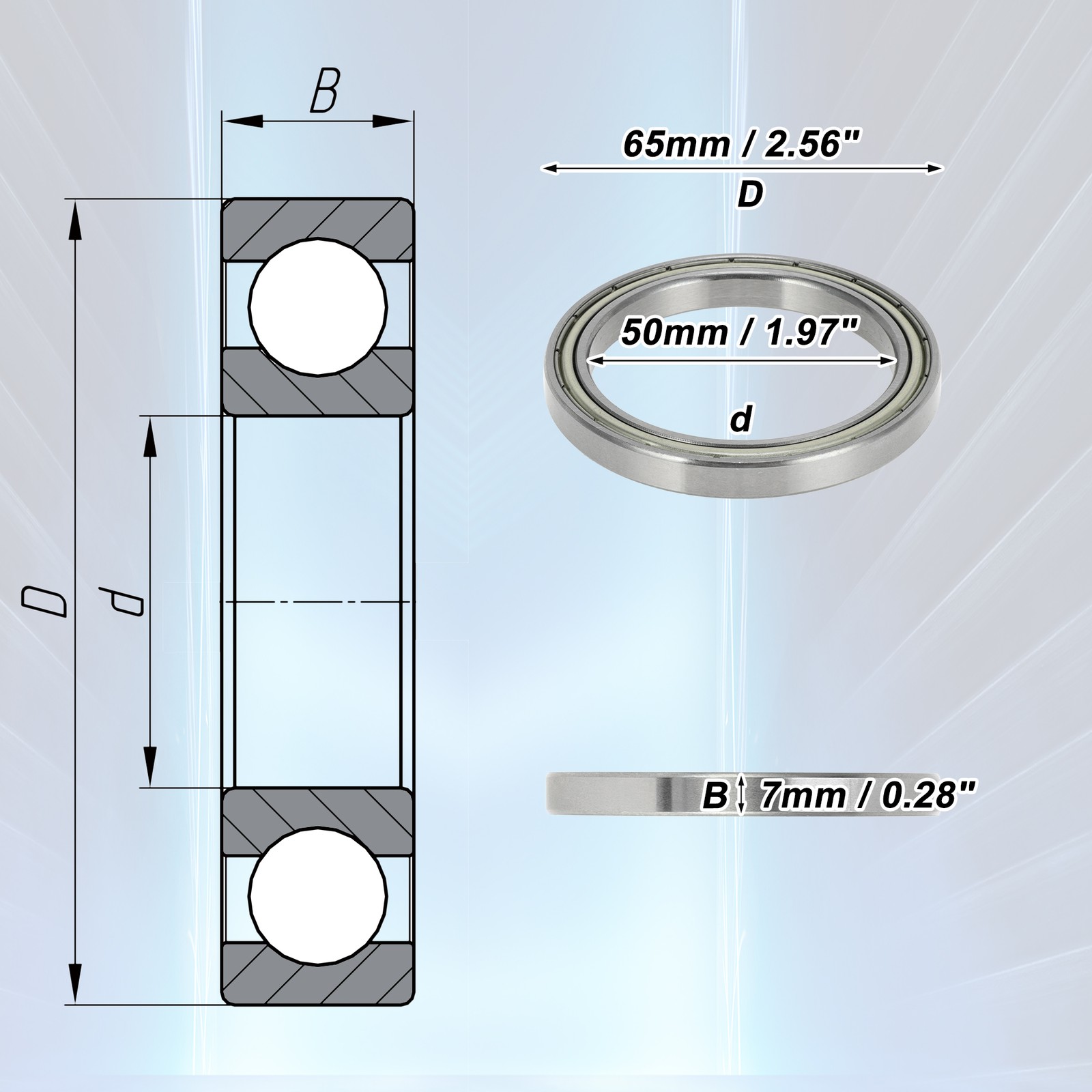 6810ZZ Deep Groove Ball Bearings P5 50x65x7mm 1 Pc Scooter Skateboard Wheel new