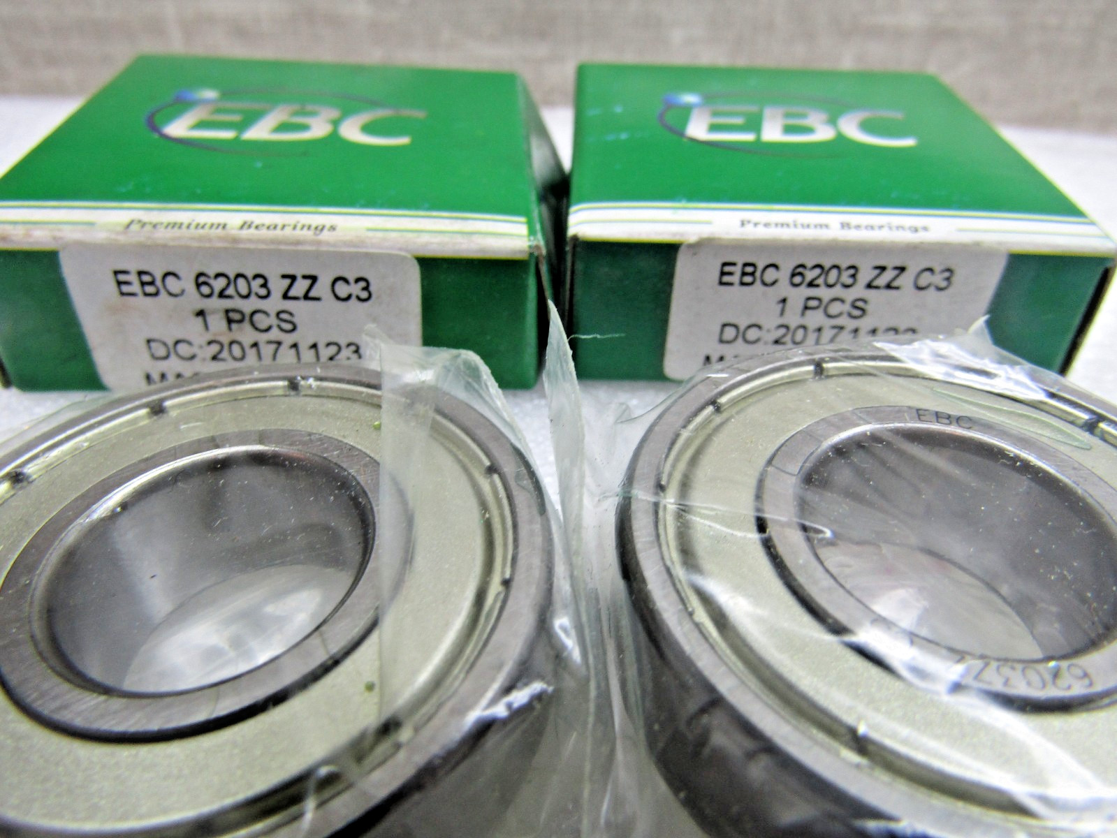 (Lot of 2) EBC 6203-ZZ C3 17mm X 40mm X 12mm Shielded Bearing