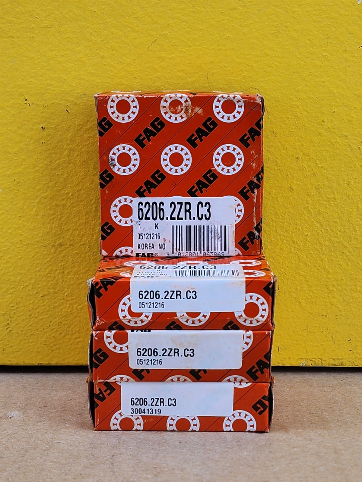 NEW FAG 6206.2ZR.C3 Single Row Deep Groove Ball Bearing, 30x62x16mm (lot of 4)