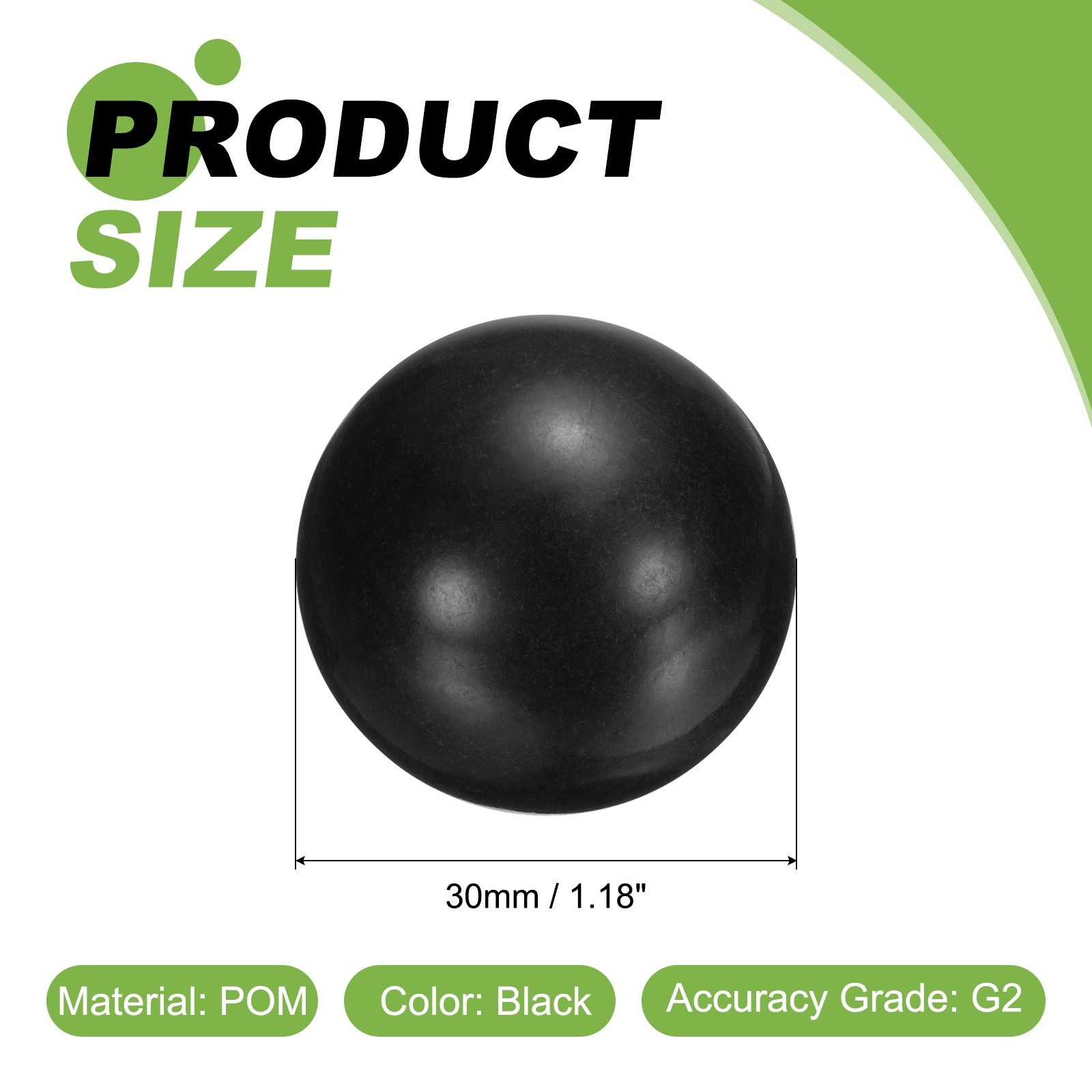 POM Plastic Bearing Balls G2 1-3/16″(30mm) Solid Plastic Balls, Black