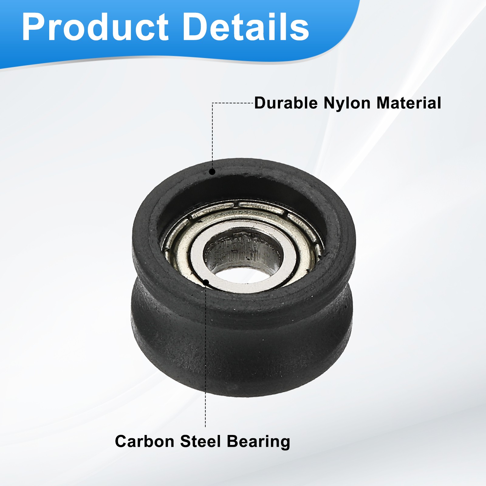 12 Pcs Black Groove Nylon Plastic Guide Bearing 5×15.5×8.5mm Pulley Roller