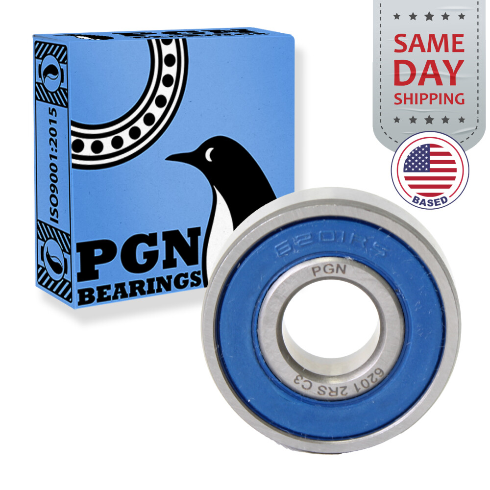 (50) 6201-2RS Premium Rubber Seal Ball Bearing C3 EMQ, 12x32x10, 6201 2RS 6201rs