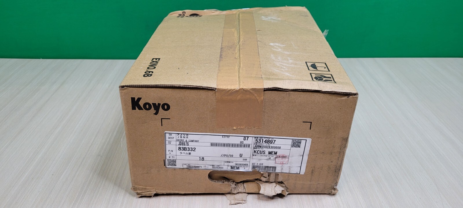 KOYO John Deere JD8676 88.9mm x 127mm x 19.05 mm 83B332 DEEP GROOVE BEARING