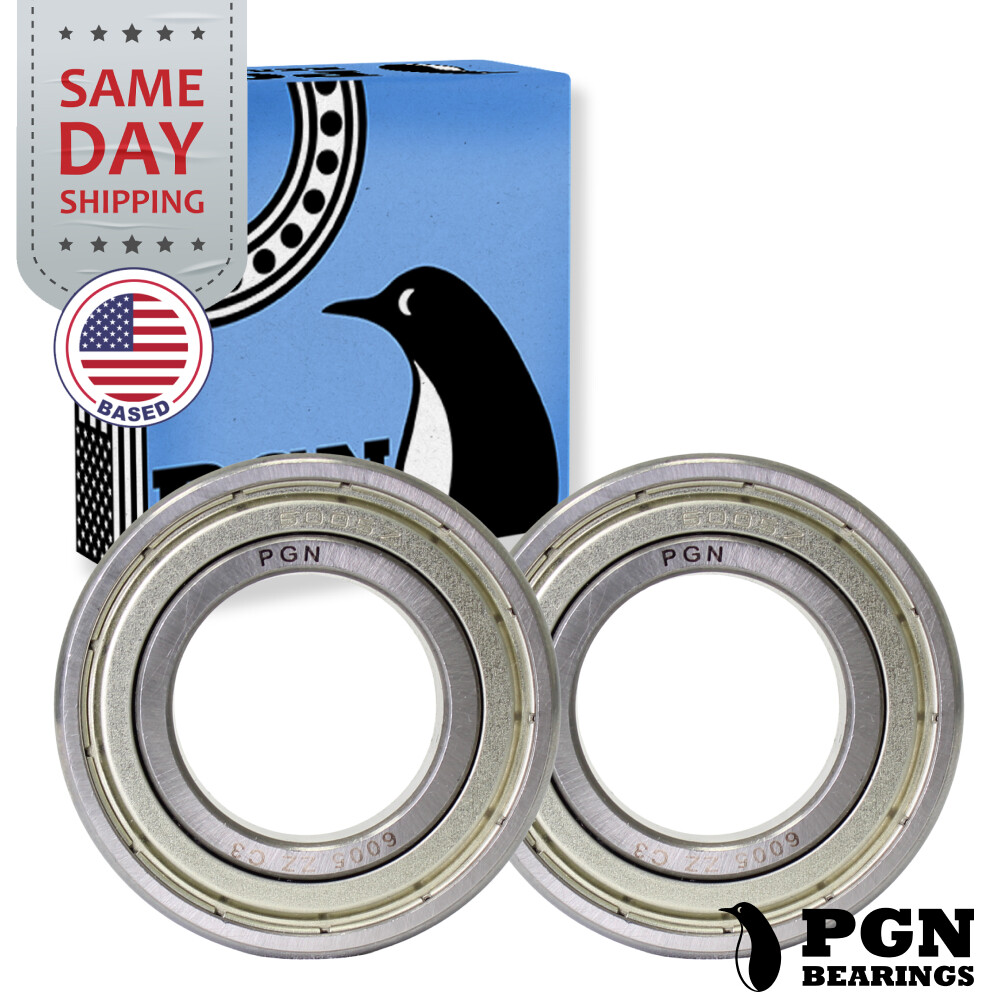 (2) 6005-ZZ Premium Metal Shield Ball Bearing C3 EMQ, 25x47x12, 6005 ZZ 6005z