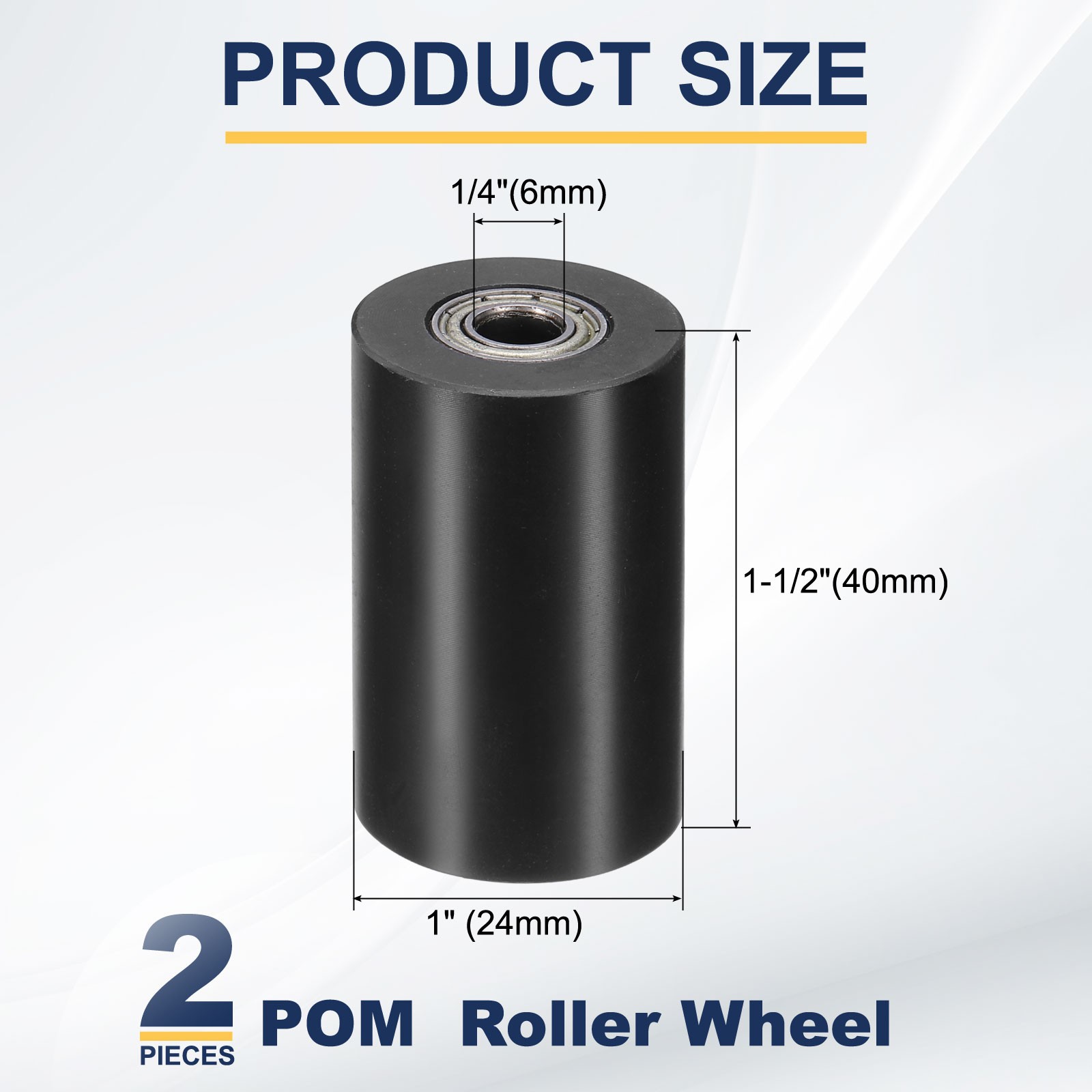 4Pcs POM Roller Wheel with Bearings 1/4″ x 1″ x 1-1/2″ Bearing Pulley