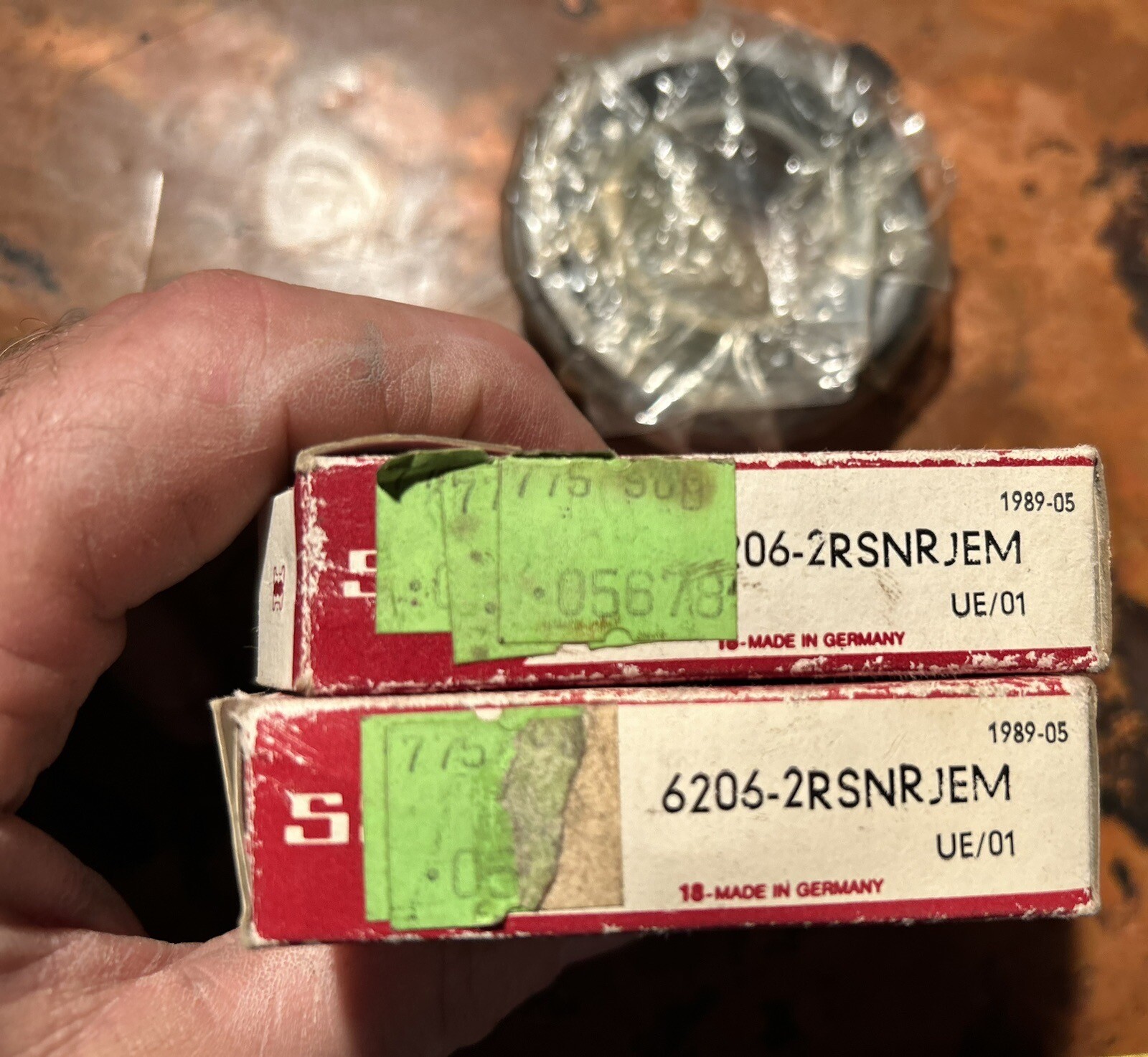 Two SKF 6202 2RSNRJEM Bearing, Bore: 625 in ID, 1.375 in OD, 0.4375 in W: NEW Pr