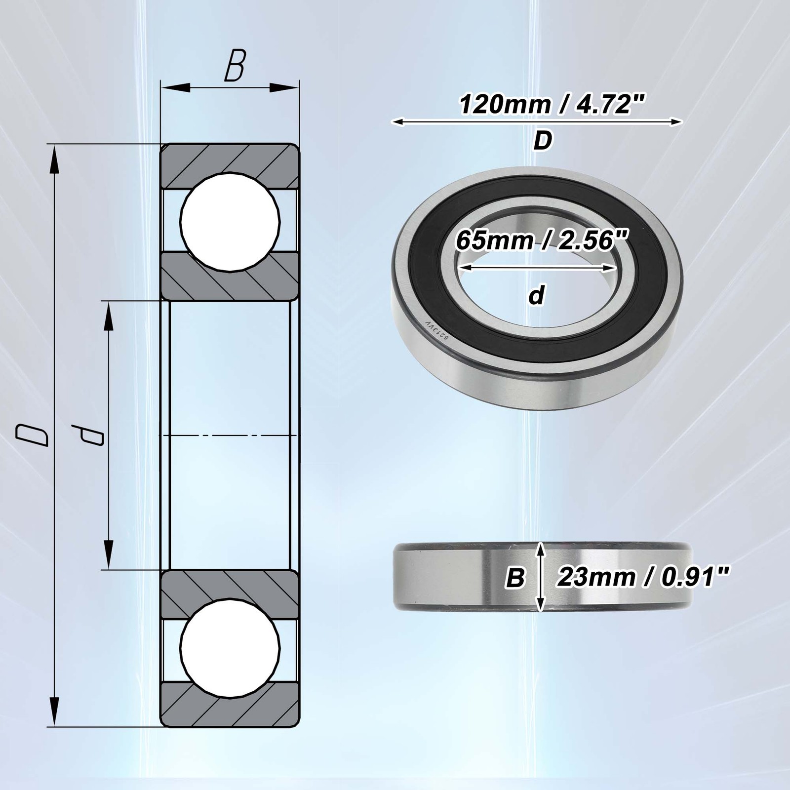 Single 6213VV Deep Groove Ball Bearings Scooter Skateboard Wheel Universal
