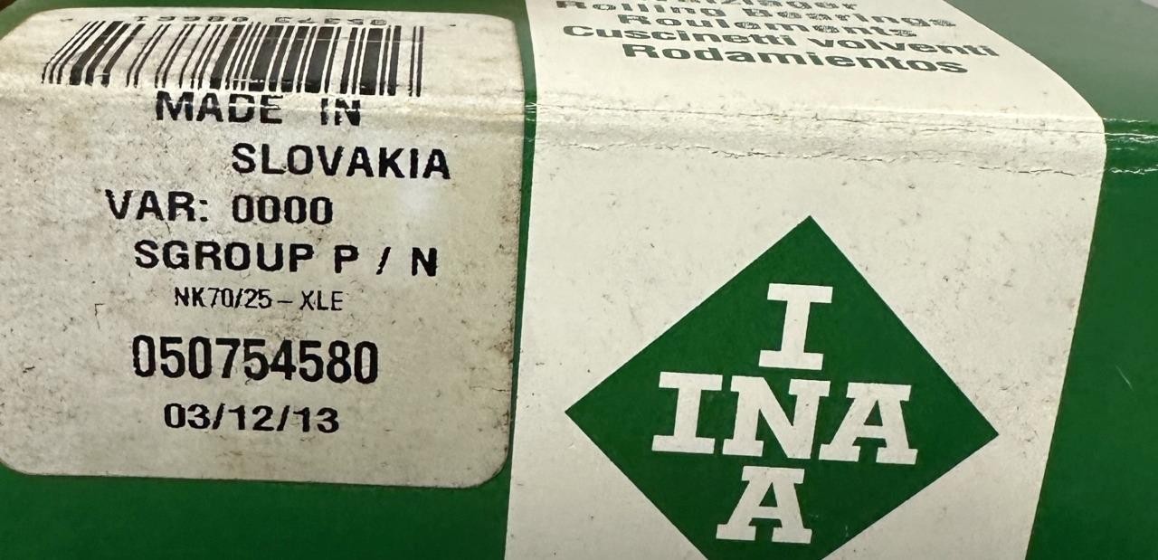 INA NK70/25-XLE Machined Needle Roller Bearing 70 mm x 85 mm x 25 mm 050754580