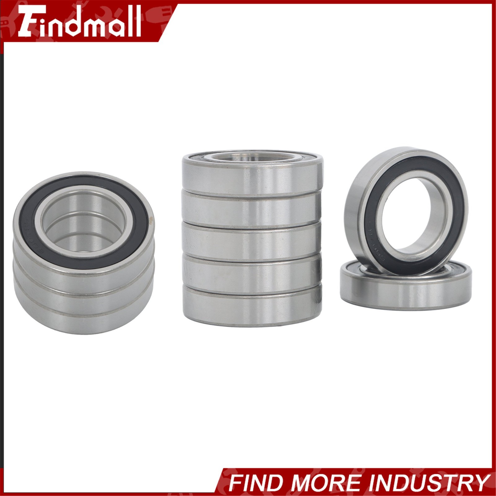Findmall 6007-2RS Deep Groove Bearings 10pcs 35x62x14mm Rubber Sealed Set