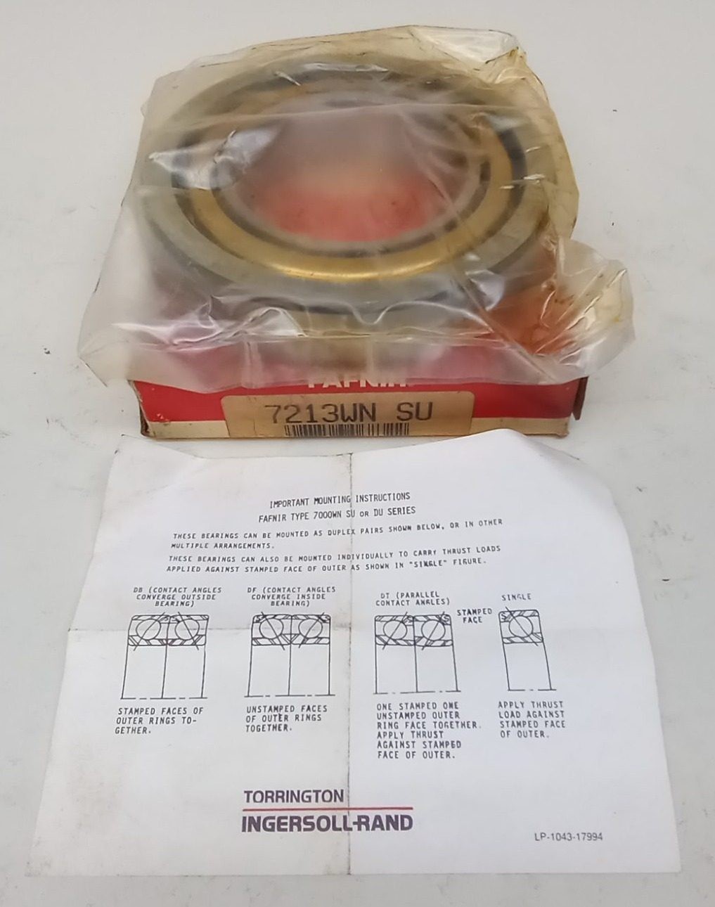 Fafnir 7213WN SU Angular Contact Ball Bearing 65X120X23mm 7213WN-SU