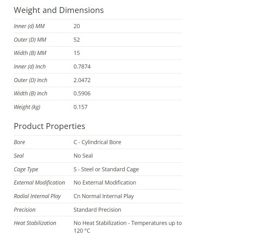 One (1) NTN NUP304 Cylindrical Roller Bearing 20MM Bore Japan