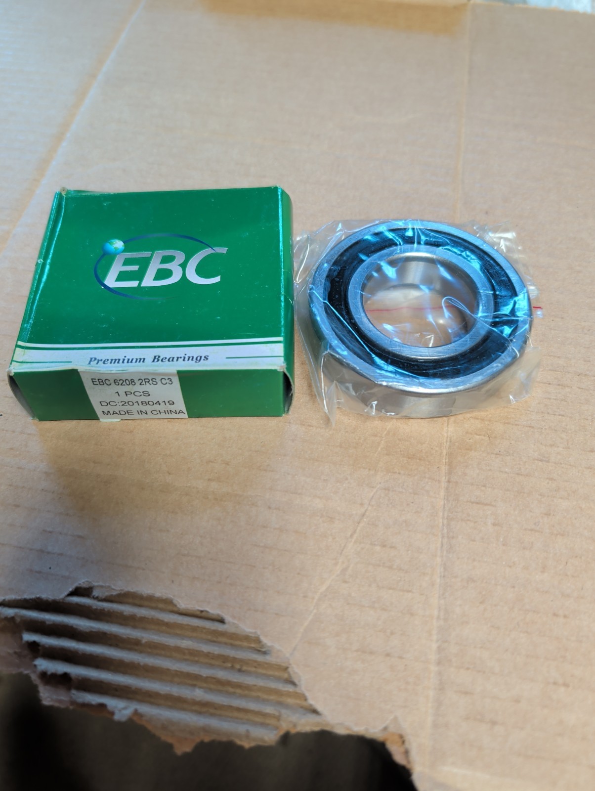 New EBC 6208 2RS C3 Double Seal Deep Groove Radial Ball Bearing In The Box
