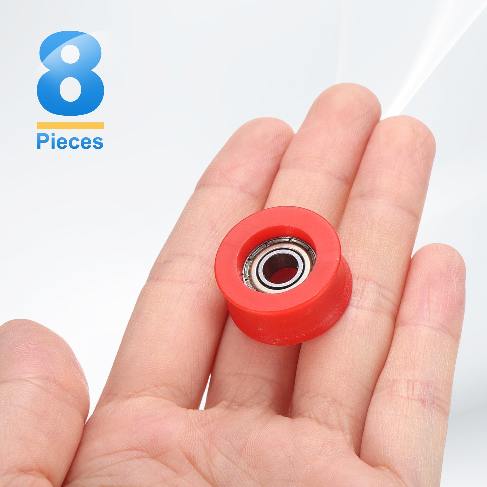 8 Pcs 6×23.3×11.2mm Red U Type Groove Plastic Guide Bearing Roller Wheels