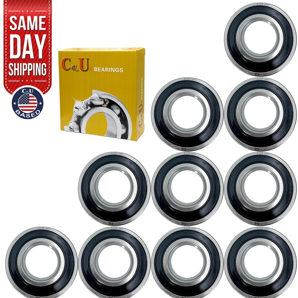 10PCS 6208-2RS Deep Groove Ball Bearings 40x80x18mm Double Rubber Sealed