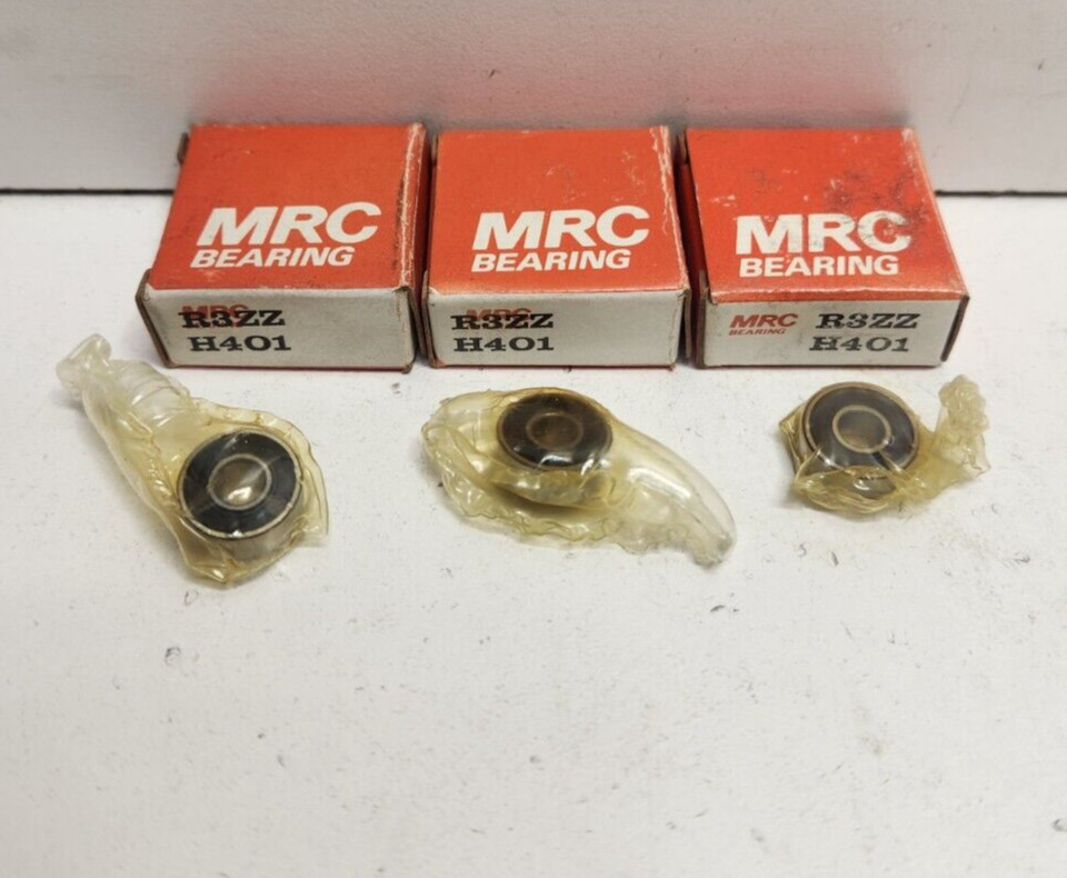 LOT OF 3 NEW OLD STOCK! MRC .1875″ ID X .5″ OD .196″ W SEALED BEARINGS R3ZZ