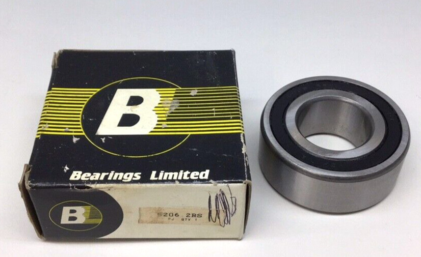 BL Bearings 5206 2RS Angular Contact Bearing 30mm ID X 62mm OD X 0.9375in W