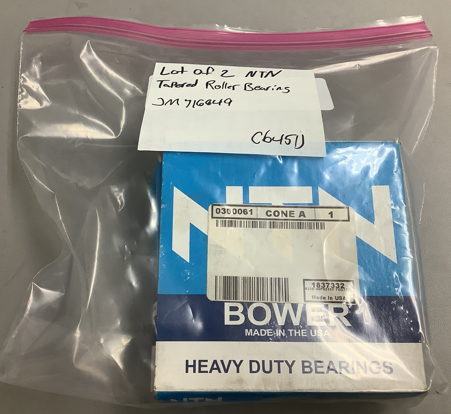 Lot of 2 NTN Tapered Roller Bearing Cone JM716649 85mm ID, 29mm Width (b451)