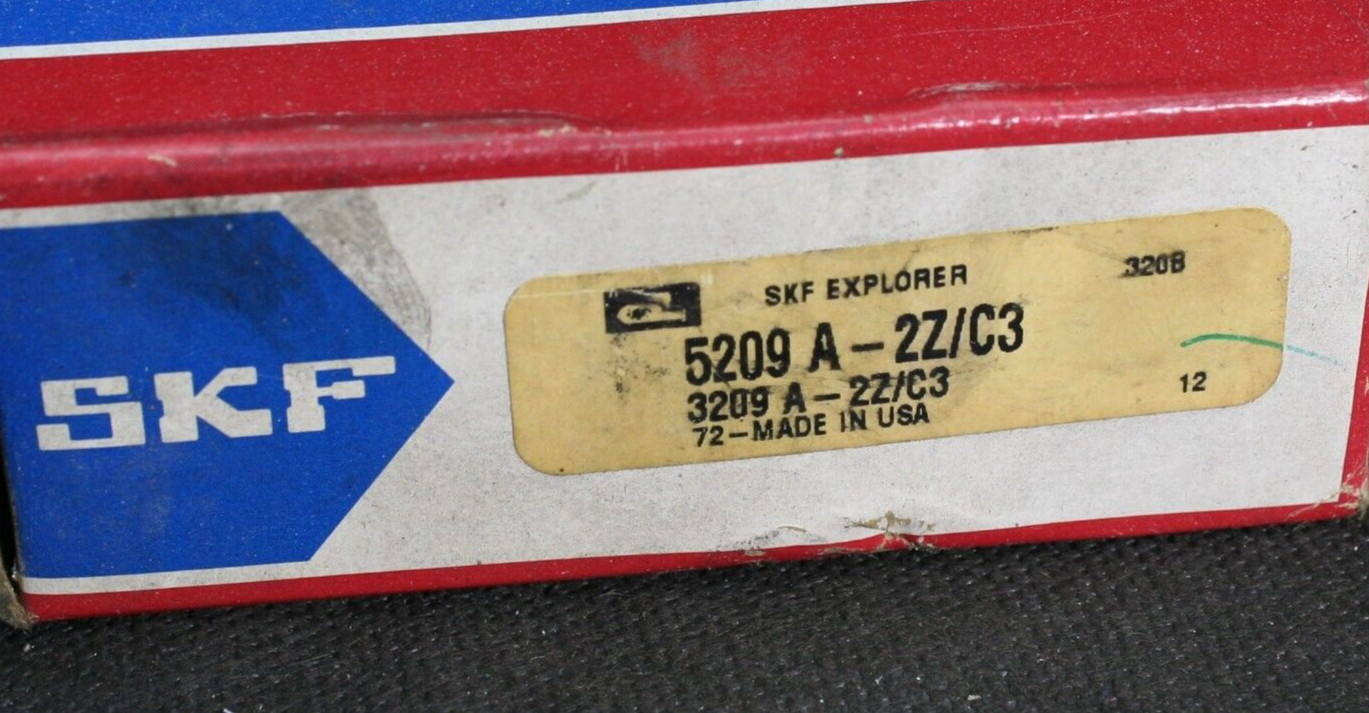 One (1) SKF 5209 A-2Z/C3 Angular Contact Bearing 45MM ID USA 3209 A-2Z/C3 NEW