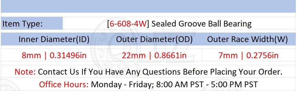 [Qty.10] New 6-608-4W 608-2RS Sealed Ball Bearing [8mm ID x 22mm OD x 7mm Width]
