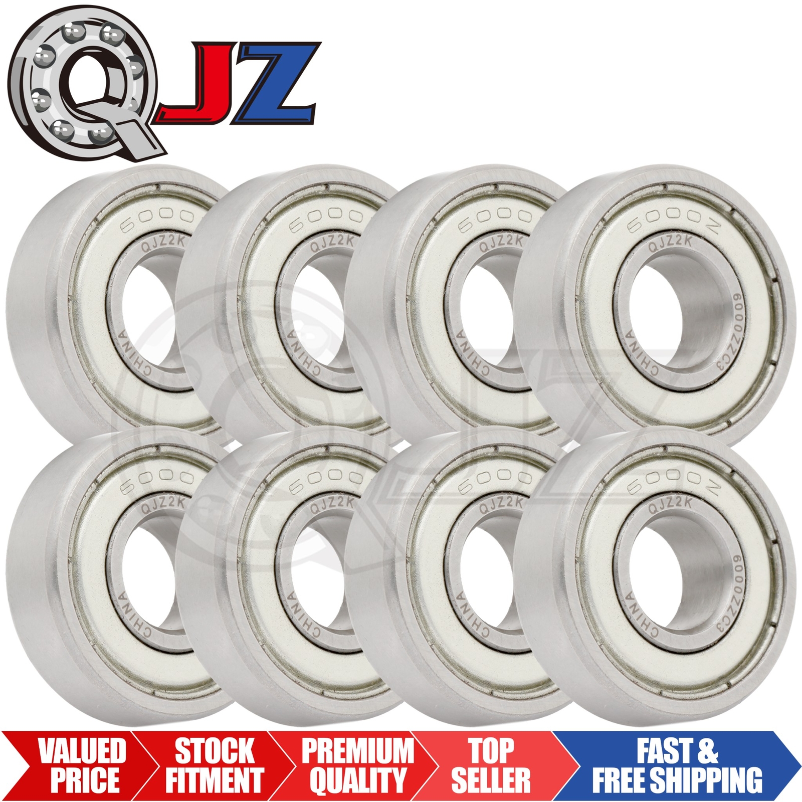 [Qty.8] 6000-ZZ Deep Groove Radial Ball Bearing [10mm Bore x 26mm OD x 8mm W]
