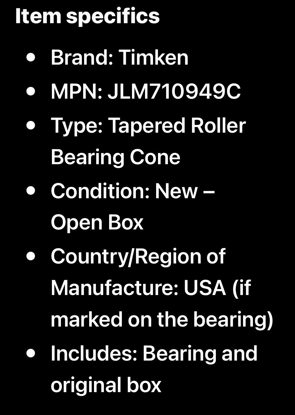 Timken Tapered Roller Bearing JLM710949C 34.925×65.088×16.51mm Steel