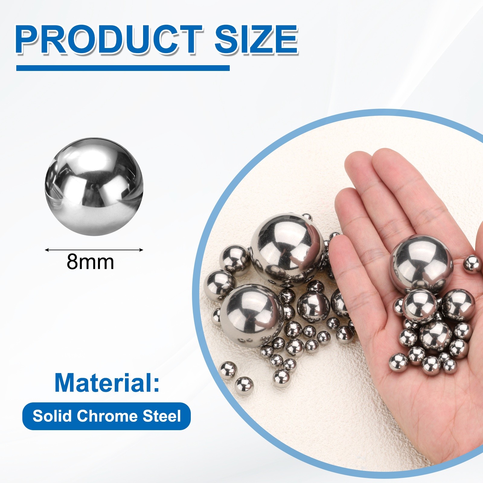 500pcs Precision Balls 8mm Diameter G200 Solid Chrome Steel Bearing Balls
